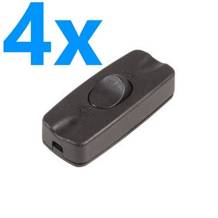 4x Black Inline 2 Core 1A Torpedo Rocker On Off Switch Table Lamp Desk Light