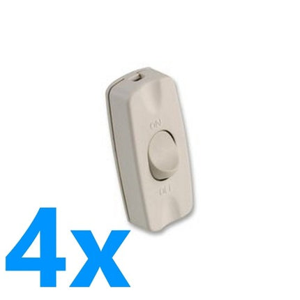 4x White Inline 2 Core 1A Torpedo Rocker On Off Switch Table Lamp Desk Light