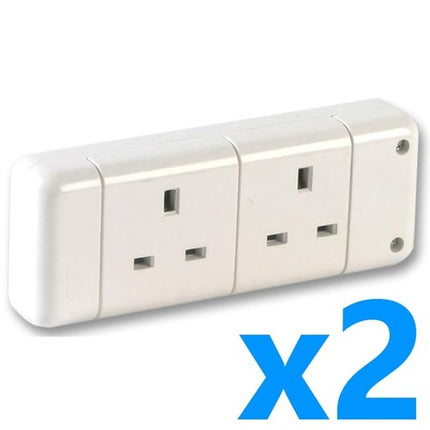 2 Rewireable 13A Trailing Double Electric UK Mains Extension Socket 2 Gang White