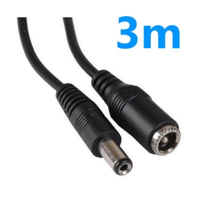 3m DC Power Extension Cable/Lead -CCTV Camera DVR-Plug to Socket 5.5mm x 2.1mm