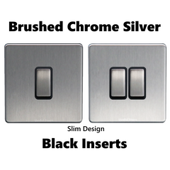 Collection image for: Brushed Chrome Steel Silver Sockets & Light Switches