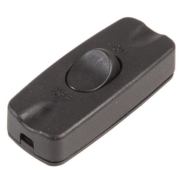 Black Inline 2 Core 1A Torpedo Rocker On Off Switch Table Lamp Desk Light