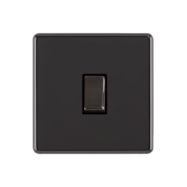 Screwless Slim Black Nickel Mirror Light Switches & Sockets with Black Inserts
