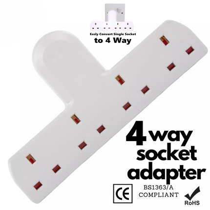 4 Gang Extension Socket Multi Plug 4 Way 13a Mains Power Adaptor UK STOCK UK