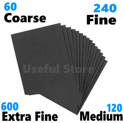 WET & DRY SANDPAPER Sand Paper 60 - 600 Fine GRIT Metal Filler Wood Mixed Pack
