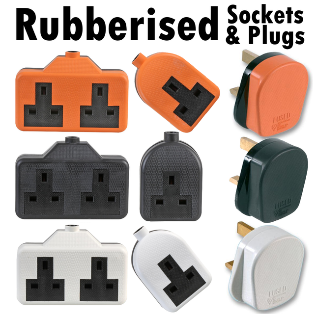 Heavy Duty Rubber Extension 13A Mains Electric High Impact Trailing Plug Socket