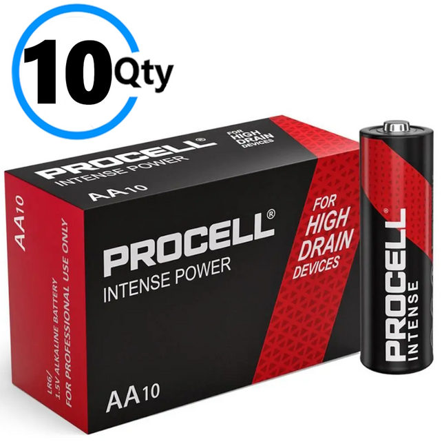 10x Duracell AA Procell Intense Power Batteries Alkaline Industrial LR6 MN1500