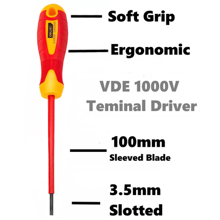 2  Screwdriver VDE Electrical Slotted Flat Insulated Terminal Driver 100mm 125mm