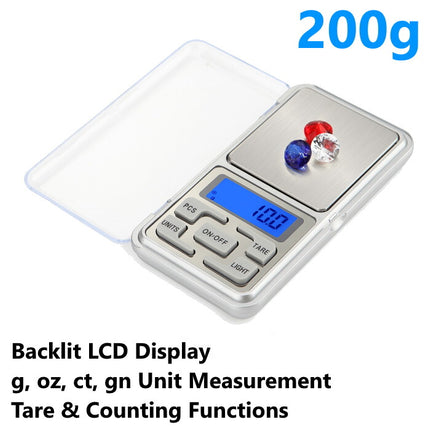 Pocket Digital Mini Scales Jewellery Gold Weighing LCD Kitchen 0.01g 200g Grams