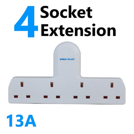 4 Gang Extension Socket Multi Plug (No cable) 4 Way 13a Mains Power Adaptor