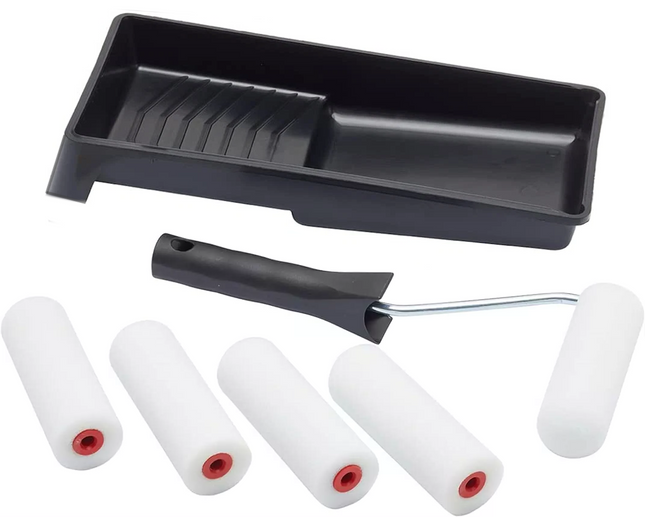 4" Inch Roller Set 7Pc Foam Mini Paint Roller Frame Set Painting Gloss & Satin