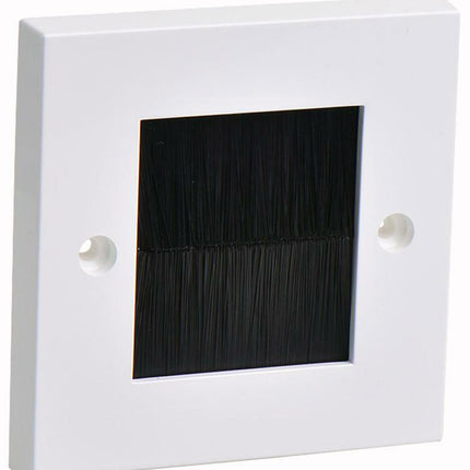 Brush Faceplate for Cable Exit Wall Outlet Single 1 Gang Cable Tidy Plate Black