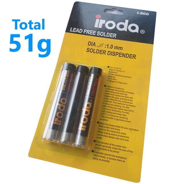 3x Iroda Solder Wire 1mm Lead Free Soldering Iron Flux Tube 17g 1.0 Diameter
