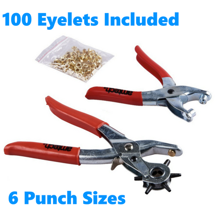 Revolving Leather Punch & Eyelet Plier Hole Heavy Duty Belt Plastic Puncher