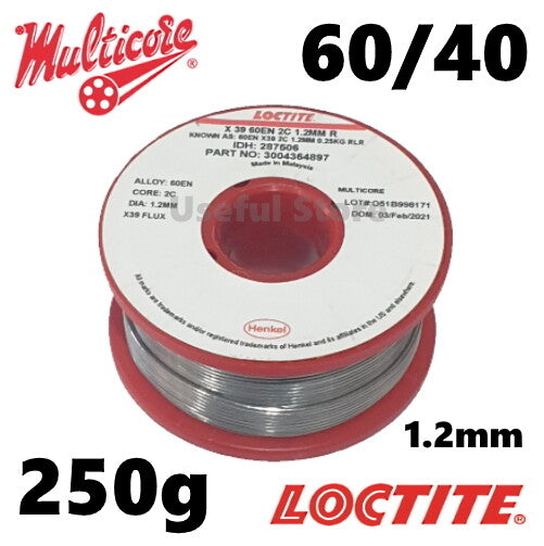 Multicore Loctite 60/40 Tin Lead No Clean Rosin Flux Solder Wire 0.7mm 250g