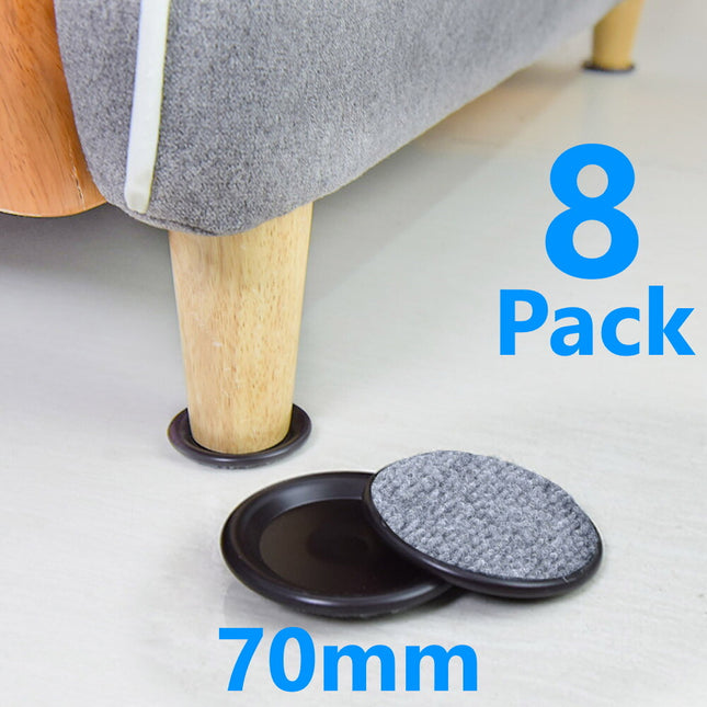 8x Castor Cups Padded Black Furniture Chair Leg Floor Carpet Sofa Protectors