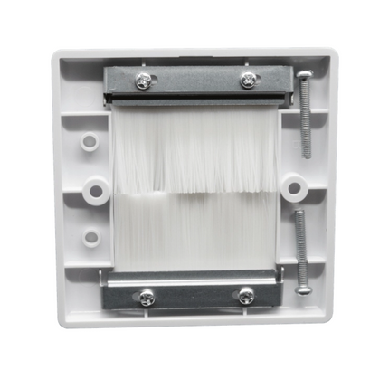 Cable Entry/Exit BRUSH Faceplate for Wall Outlet Single Gang White & White Brush