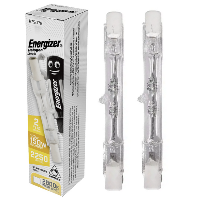 2 x Linear R7s 120W = 150W 78mm Halogen Floodlight Bulb Security Lamp Tube 240V