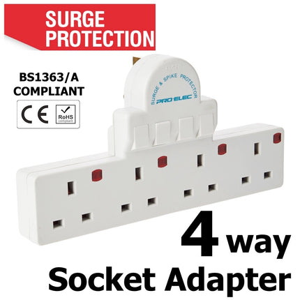 Main Adaptor Extension Power Socket 3 or 4 Way Gang Switched Multi UK Plug 13A