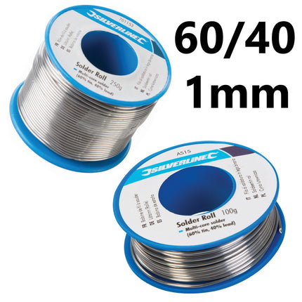 Silverline 250g / 100g Roll Multi-core Solder Wire Electronic Tin Lead 60/40 1mm