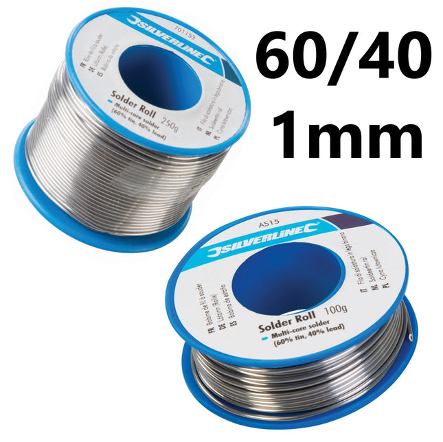 Silverline 250g / 100g Roll Multi-core Solder Wire Electronic Tin Lead 60/40 1mm