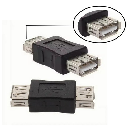 2x Black USB 2.0 Female To USB A Socket Adaptor Joiner Converter Coupler Cable