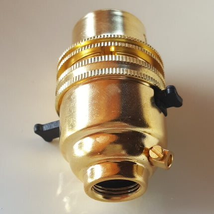 Switched Brass Bayonet Cap BC B22 Bulb Lamp Holder Shade Ring 1/2 Inch Thread