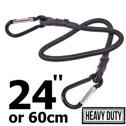 Heavy Duty 24" / 60cm Bungee Cord Clips Strap Tie Rope Carabiner Spring Loaded