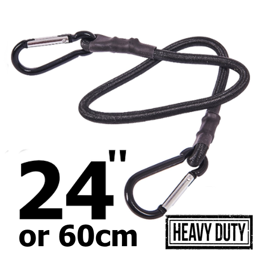 Heavy Duty 24" / 60cm Bungee Cord Clips Strap Tie Rope Carabiner Spring Loaded