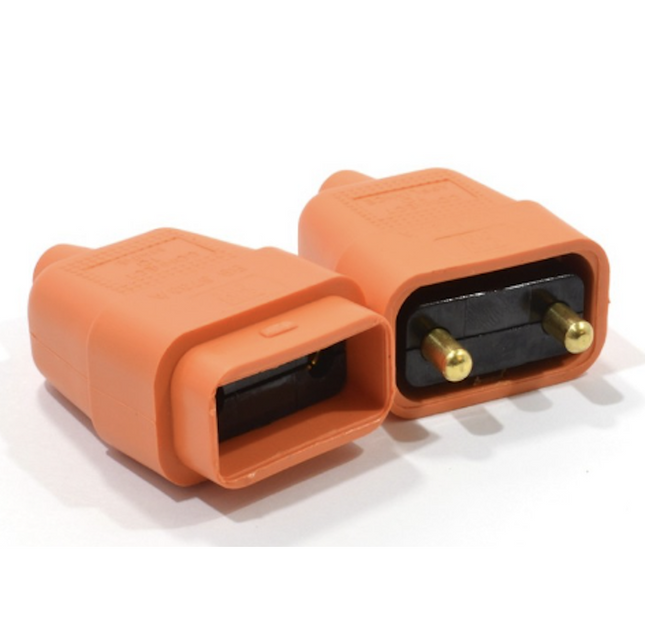 10 amp 2 Pin Rubber Flex Cable Connector Flymo Lawnmower Hedge Trimmer Orange