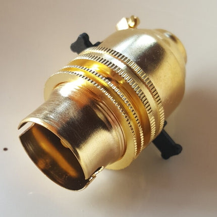 2x Switched Brass Bayonet Cap BC B22 Bulb Lamp Holder Shade Ring 1/2 Inch Thread