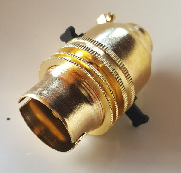 2x Switched Brass Bayonet Cap BC B22 Bulb Lamp Holder Shade Ring 1/2 Inch Thread