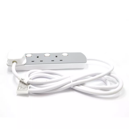 3 Gang Grey Mains Extension Lead 3 Way UK Power Sockets Switched 1m/2m/5m/10m
