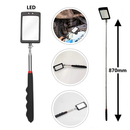 Telescopic Light Inspection Mirror With 2 Bright LED Grip Extends 29-87cm UK