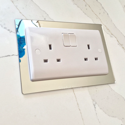 Mirror Double Light Switch Socket Finger Plates Surround Wall Protector Cover