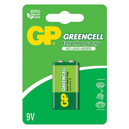 GP GreenCell 9V Battery MN1604 6LR61 PP3 BLOCK 6F22 Extra Heavy Duty Smoke Alarm