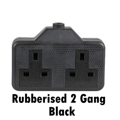 13 Amp 2 Gang Rubber Socket Heavy Duty Mains Electrical High Impact 13A UK