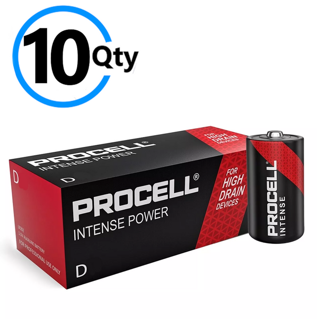 10 x Duracell D Procell INTENSE Range Power Size D Type Batteries LR20 Size 1.5V