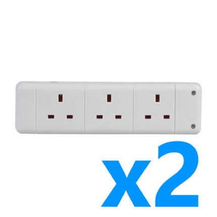 2 Rewireable 13A Trailing Triple Electric UK Mains Extension Socket 3 Gang White