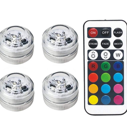 RGB Remote Control LED Light Pack of 4 -  16 Various Colour  Modes Wireless