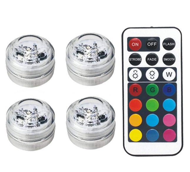 RGB Remote Control LED Light Pack of 4 -  16 Various Colour  Modes Wireless