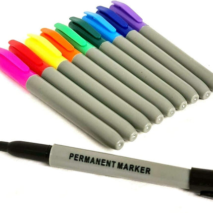 2x 10 Permanent Marker Pens Bullet Point Tip Colours Plastic Metal Card Glass