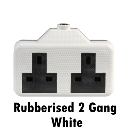 13 Amp 2 Gang Rubber Socket Heavy Duty Mains Electrical High Impact 13A UK