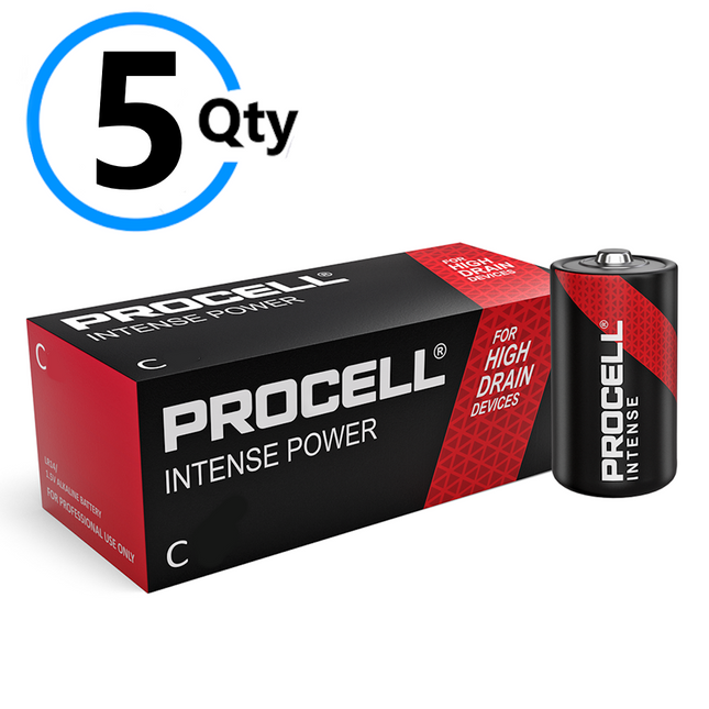 5x New Duracell Industrial NOW INTENSE PROCELL Size C Batteries LR14 1.5V MN1400