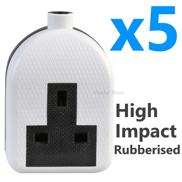 5x 13 AMP 1 Gang Rubberised Socket 13A Mains Extension Electric Trailing White