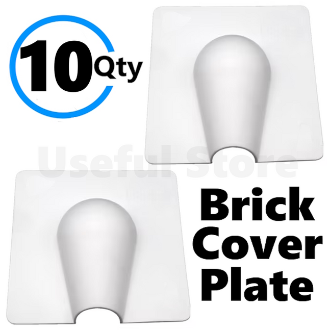 10 Brick Buster Plate Cable Wall Entry Tidy Cover Exterior Outdoor Coaxial WHITE