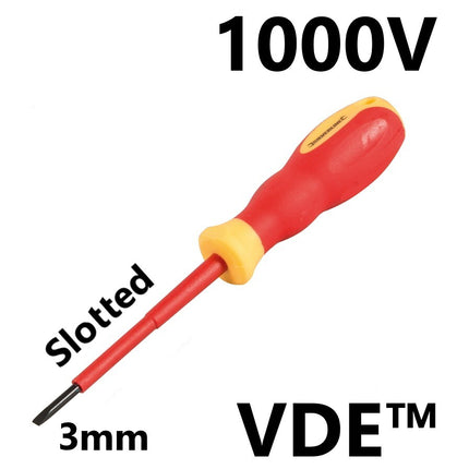 New Screwdriver VDE Electrical Slotted Flat Insulated Terminal Driver 3mm x 75mm
