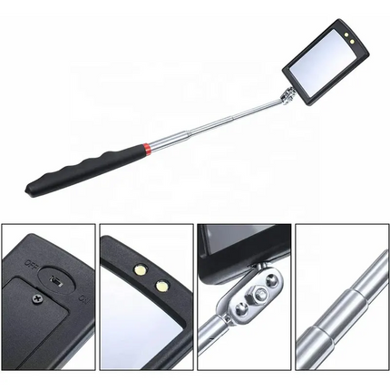 Telescopic Light Inspection Mirror With 2 Bright LED Grip Extends 29-87cm UK