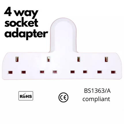 4 Gang Extension Socket Multi Plug 4 Way 13a Mains Power Adaptor UK STOCK UK