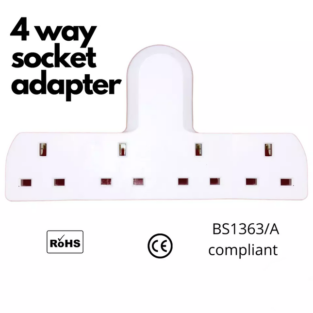 4 Gang Extension Socket Multi Plug 4 Way 13a Mains Power Adaptor UK STOCK UK